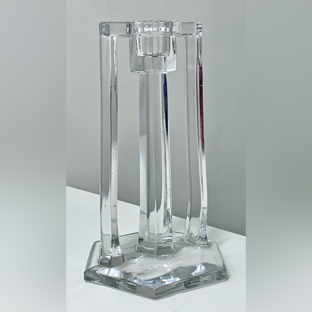 Early 20th Century Antique Westmoreland Mission Hex Glass Candlestick Holder